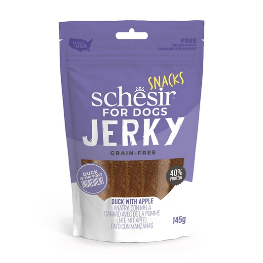 Schesir Grain-Free Dog Snacks Jerky Duck with Apple Dog Treat - 145G