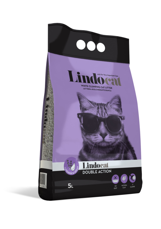 Lindocat White Bentonite Double Action Lavender Cat Litter - 5L