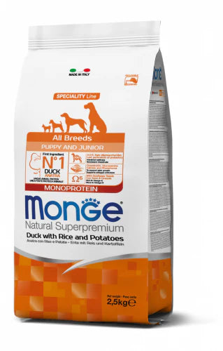 Monge All Breed Puppy & Junior Duck & Rice- 2.5kg (Best Before 09-11-2025)