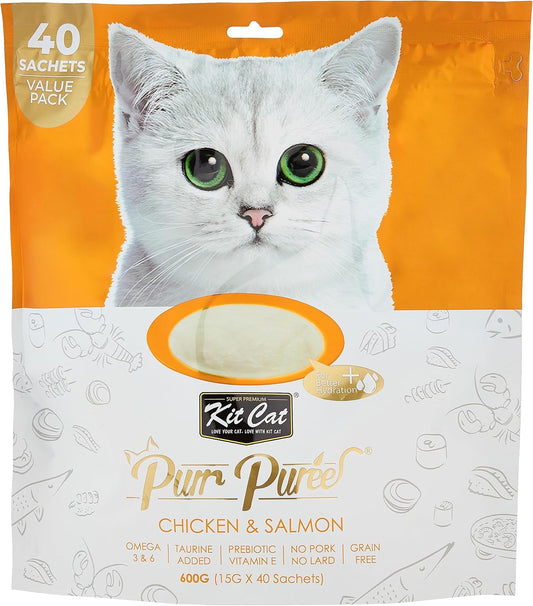 Kitcat Puree Chicken and Salmon Value Pack (40Pcs)-600G