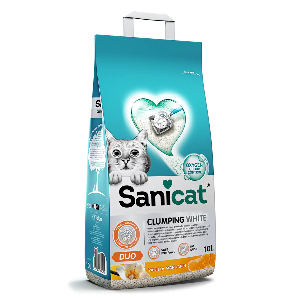 Sanicat Clumping White Duo Cat Litter - 10L