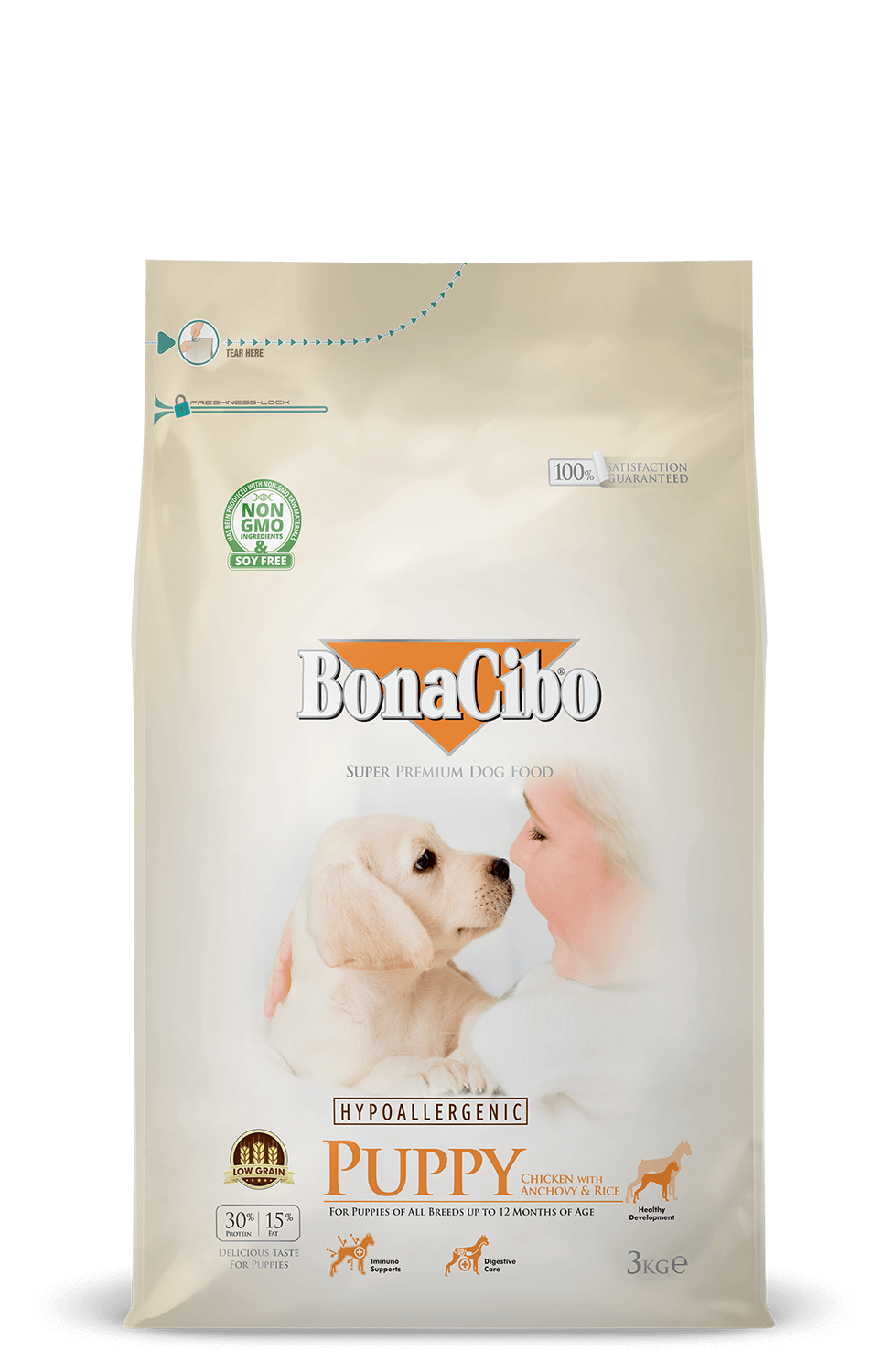 Bonacibo Hypoallergenic for Puppy with Chicken Anchovy & Rice - 3Kg