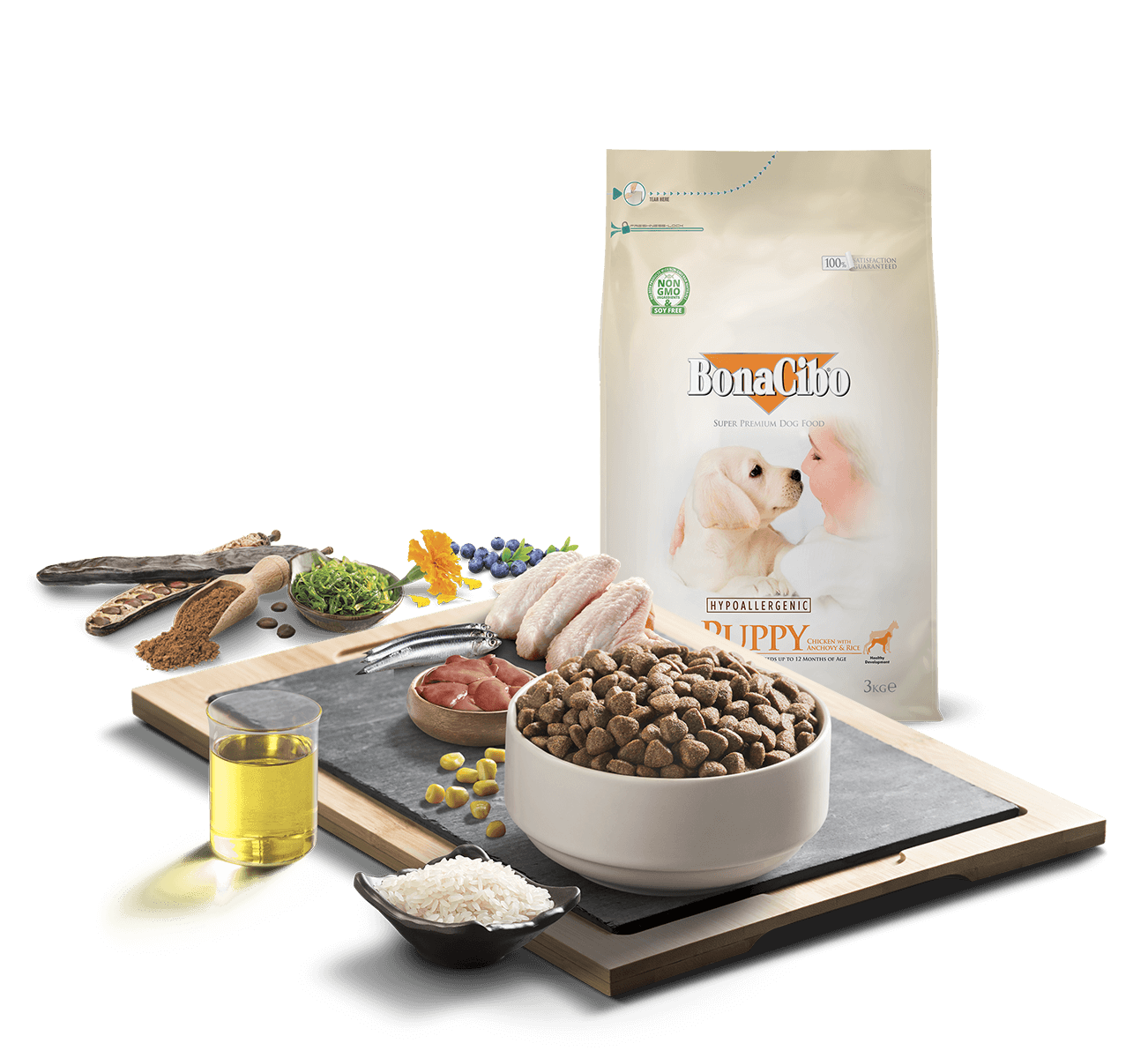 Bonacibo Hypoallergenic for Puppy with Chicken Anchovy & Rice - 3Kg