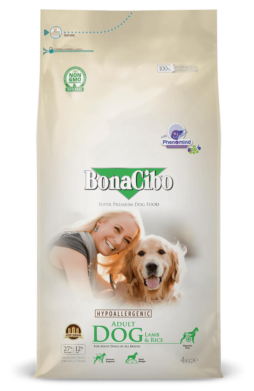 Bonacibo Hypoallergenic Adult Dog with Rice and Lamb Dry Dog Food - 3Kg