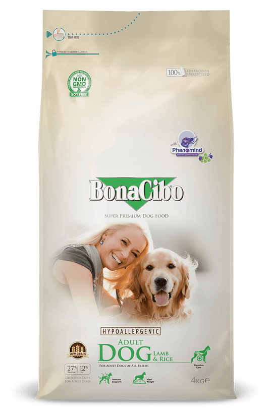 Bonacibo Hypoallergenic Adult Dog with Rice and Lamb Dry Dog Food - 3Kg