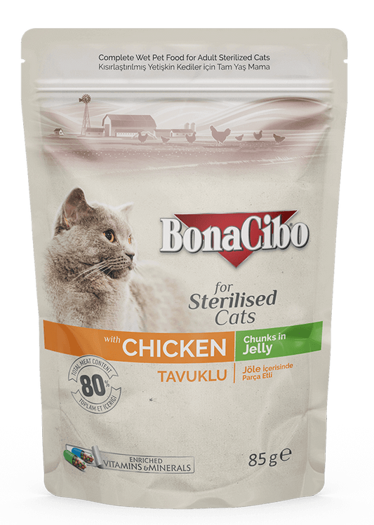 BonaCibo Chicken chunks in Jelly Sterilised Adult Wet Cat Food