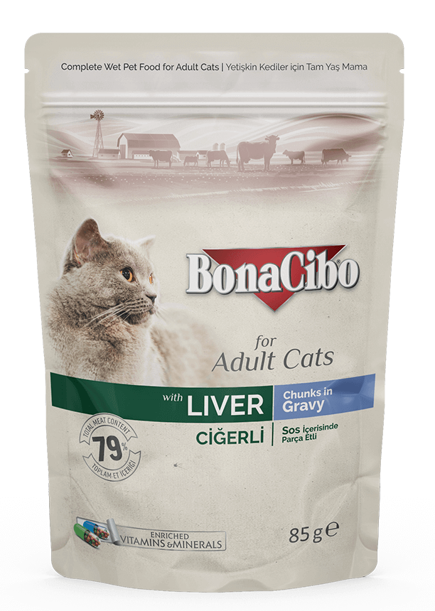 BonaCibo Liver chunks in Gravy Adult Wet Cat Food