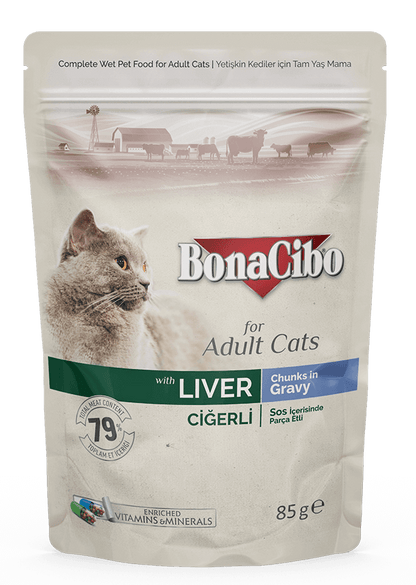 BonaCibo Liver chunks in Gravy Adult Wet Cat Food