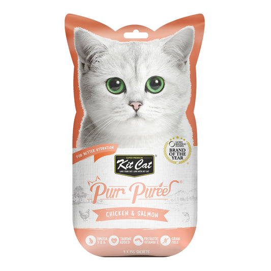 Kit Cat Purr Puree Chicken & Salmon Cat Treats - 4x15G