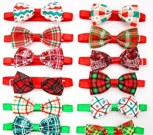10pcs Festive Christmas Pet Bow Ties