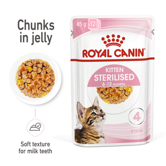 Royal Canin Feline Health Nutrition Kitten Sterilised Jelly (WET FOOD - Pouches)