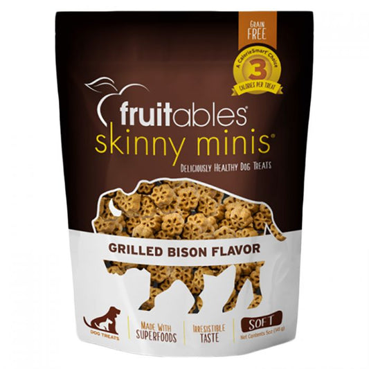 Fruitables Skinny Minis Grilled Bison Flavor Dog Treats - 141G