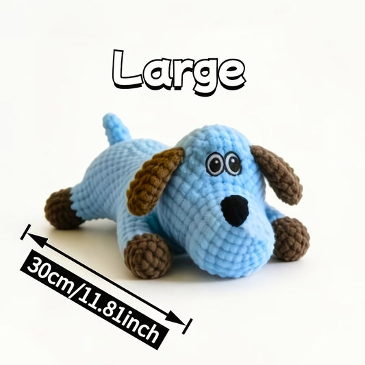 Blue Flat-Face Dog Sound-Producing Plush Toy