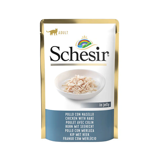 Schesir Chicken with Hake in Jelly Adult Cat Wet Pouches-85G