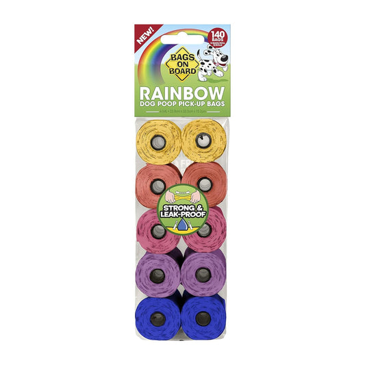 Bags on Board Poop Bags- Rainbow -140 Bags