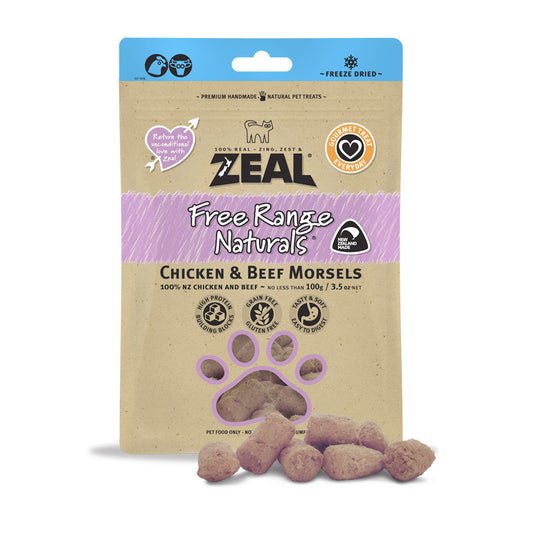 Zeal Dried Chicken & Beef Morsels (Cat) 100g