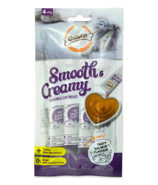 Gnawlers Smooth & Creamy Lickable Cat Treats - Salmon Flavour (4x15g)