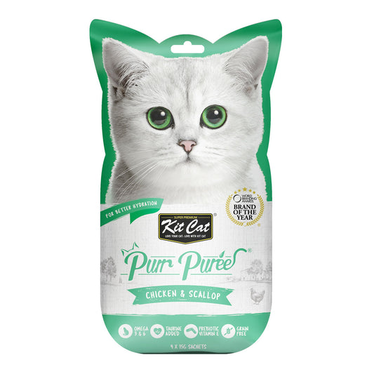 Kit Cat Purr Puree Chicken & Scallop 15Gx4 Sachect - 60G