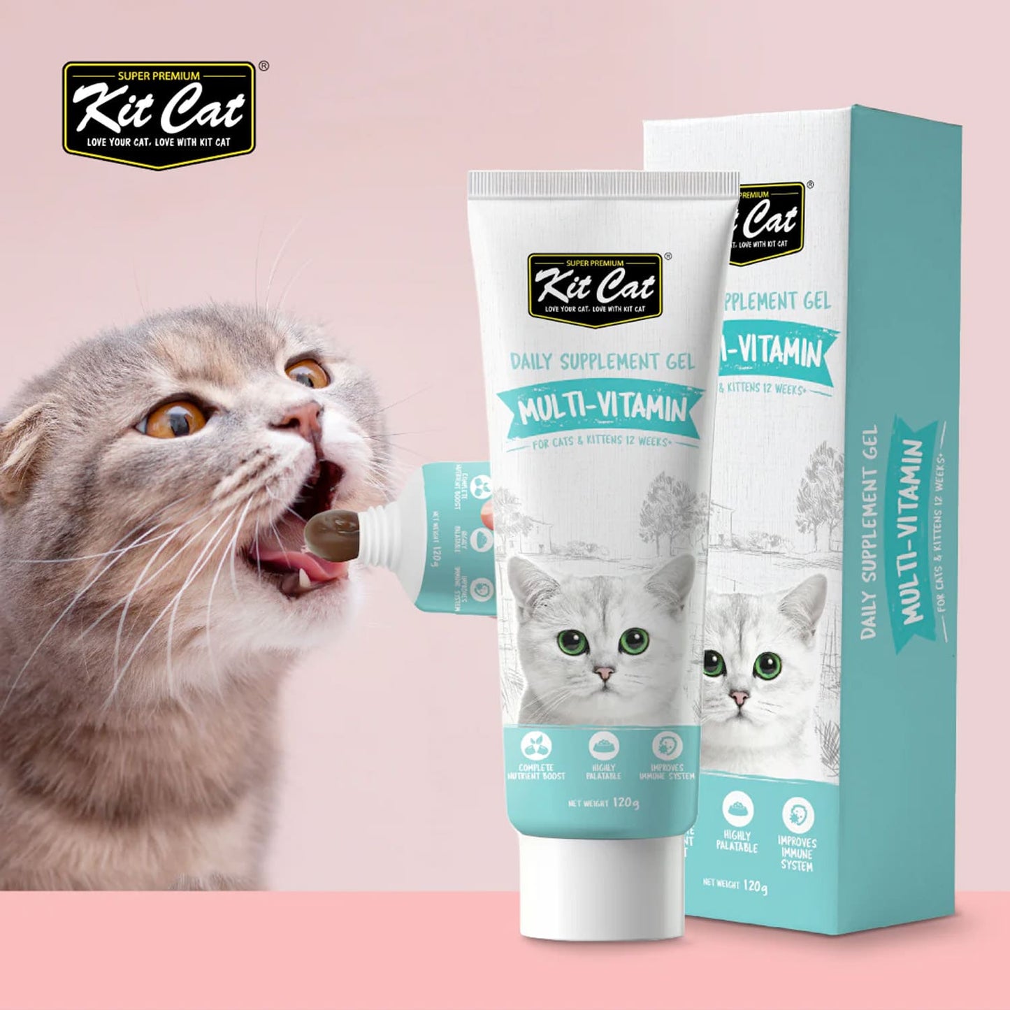 Kit Cat Daily Supplement Gel For Cats & Kittens – Multi-Vitamin (120g)
