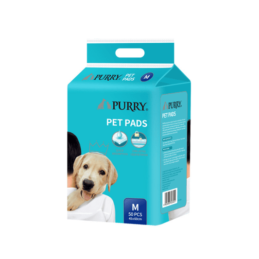 Purry Pet Training Pads Quick Absorbent, Leak Proof And 5 Layer With Floor Sticker 45x60Cm-50pcs