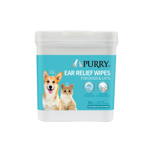 Purry Ear Relief Wipes for Dogs & Cats- 50ct
