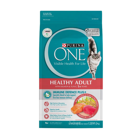 Purina One Healthy Adult with Salmon & Tuna 1+ Year Dry Cat Food (1.2kg)