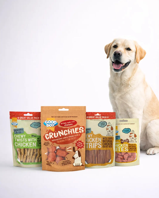 Good Boy Dog Treats Bundle – Chicken Variety Pack (Twists, Strips , Crunchies, Deli Bites)