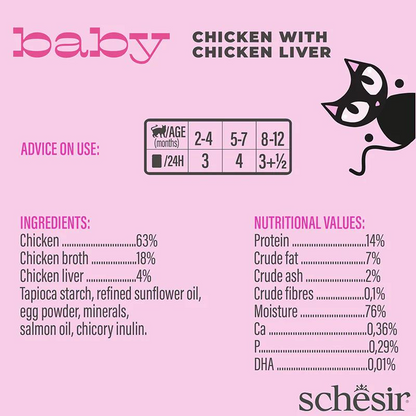 Schesir Canned Baby Kitten Wholefood- Chicken with Chicken Liver -70g