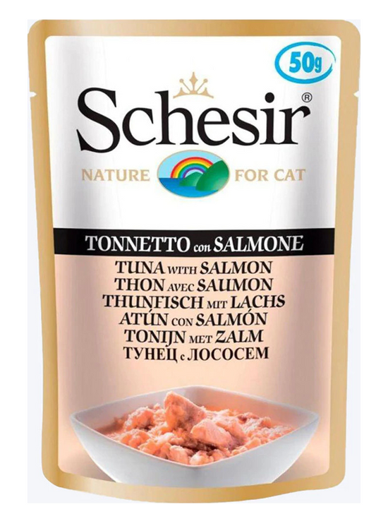 Schesir Tuna With Salmon in Jelly Adult Cat Wet Pouches-50G