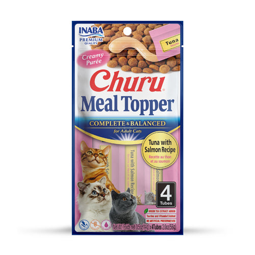 Inaba-Churu Meal Topper Complete & Balanced Food For Adult Cats-Tuna with Salmon Recipe (4x14g)