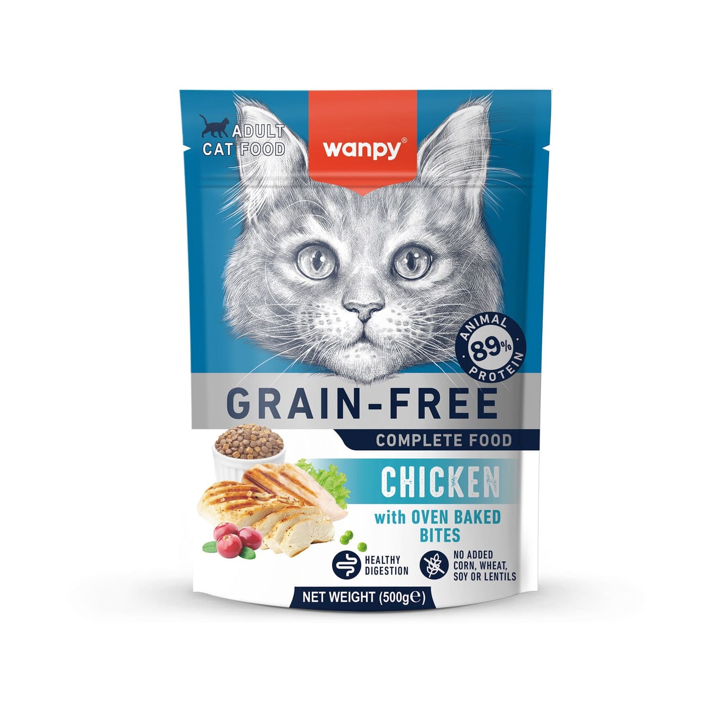 Wanpy Grain Free Complete Food for Adult Cat - Chicken Recipe (500g)