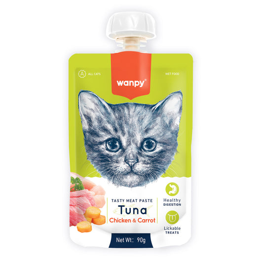Wanpy Tasty Meat Paste Tuna ,Chicken & Carrot Cat Meat Paste 90g