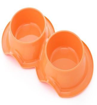 Pets Club Plastic Double Bowl Anti-Ant, 98ML, Size 38*21*5.5Cm - Orange