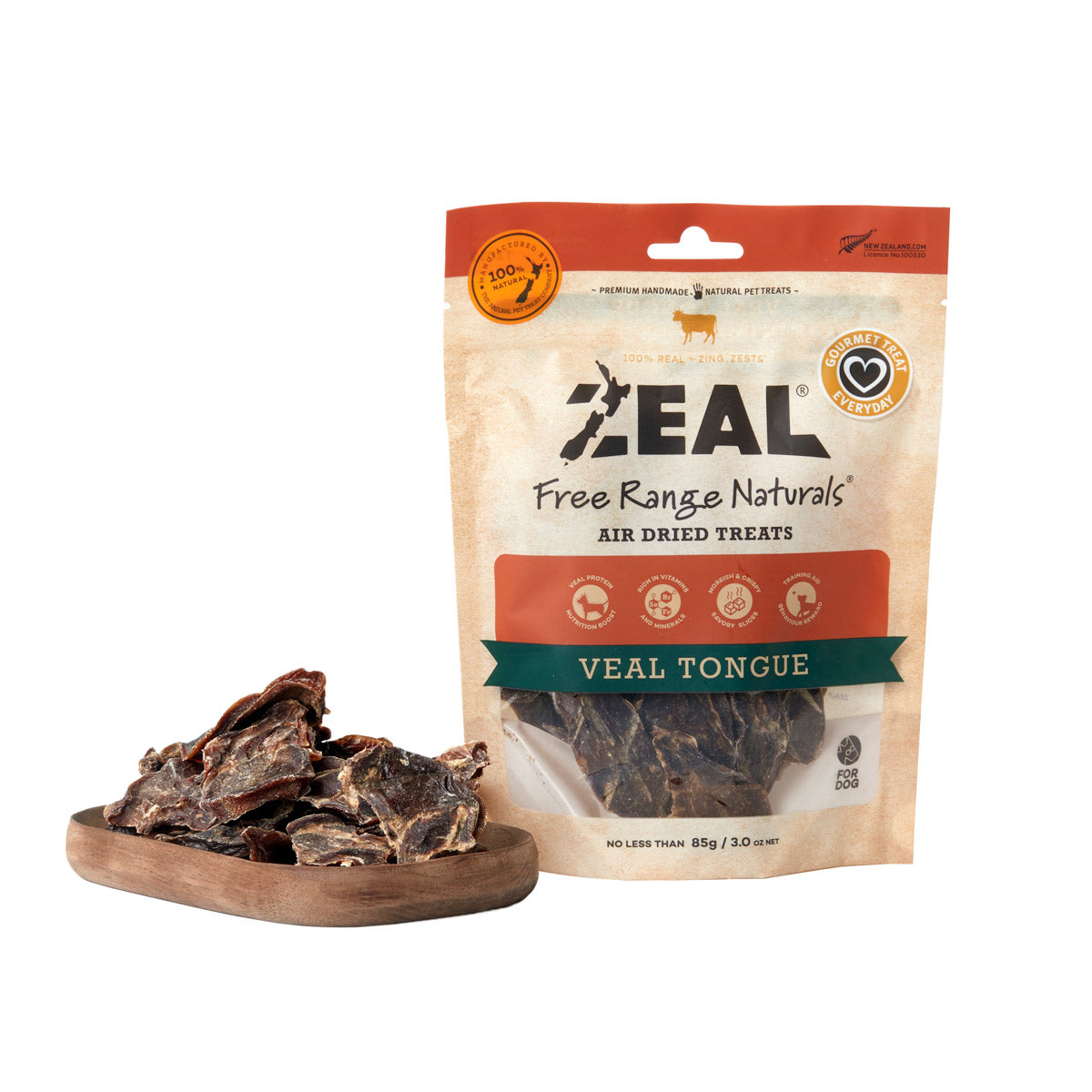 Zeal Free Range Naturals Veal Tongue Dog Treats-85g