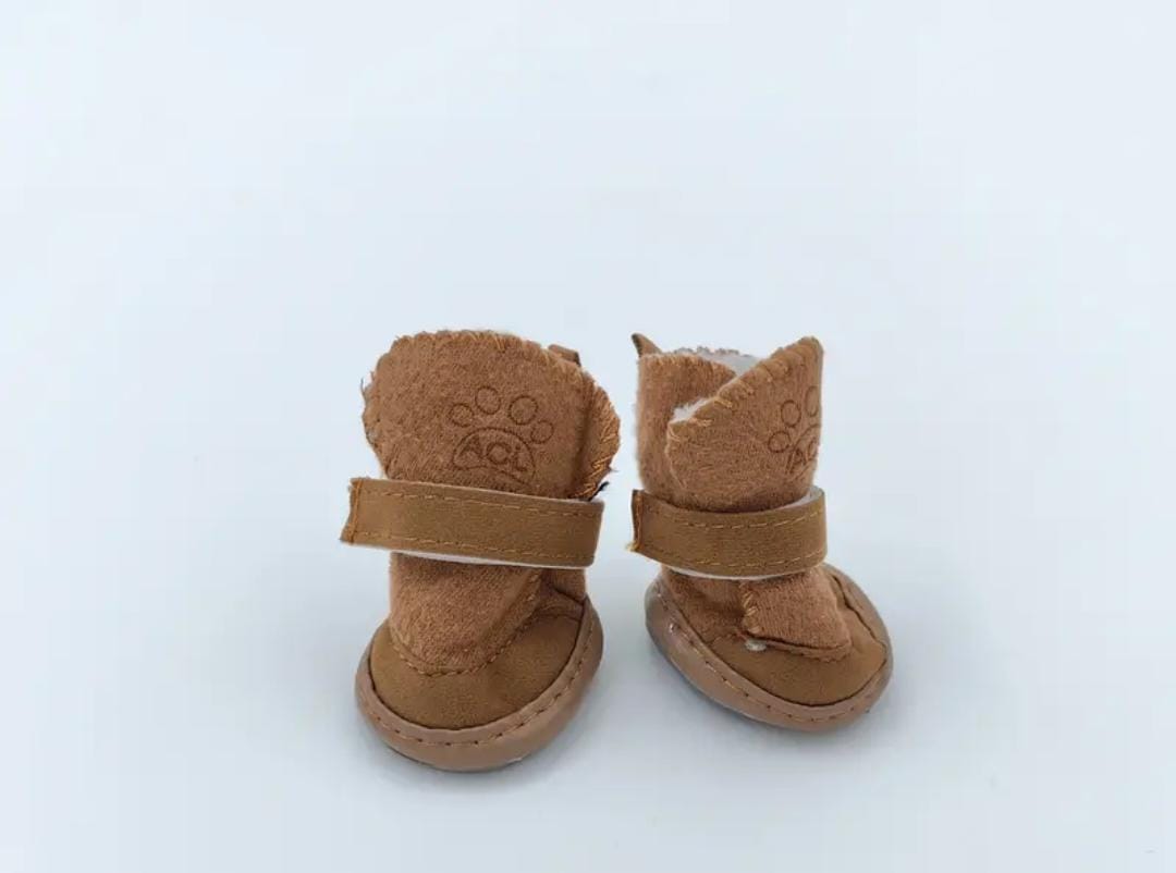 Four Compact Canine Snow Footwear Featuring Plush Anti-Slip Design (Medium)