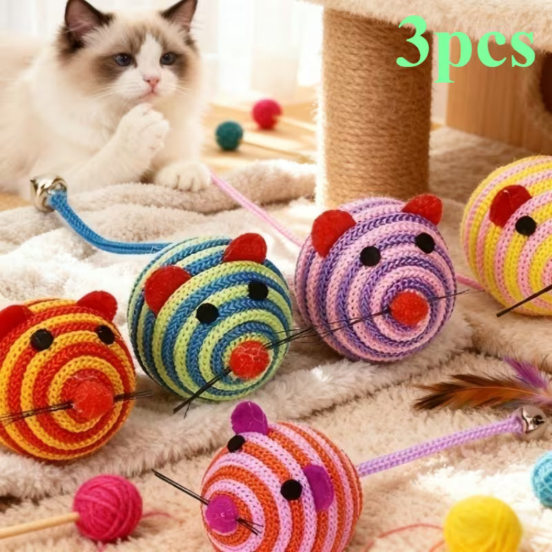 3pcs Striped Mouse Cat Toy
