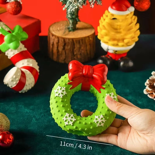 Squeaky Christmas Wreath Latex-Like PVC Dog