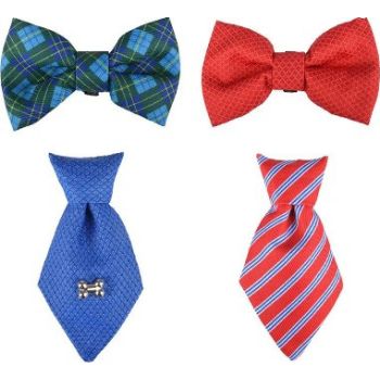 Flamingo Bow Tie+Tie Dog Collar Accessories