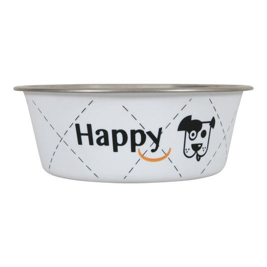 Happy Stainless Steel Dog Bowls-White 0.4L