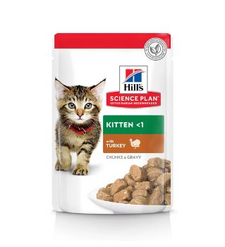 Hills Science Plan Tender Chunks in Gravy  Kitten with Turkey Wet Cat Food - 85g×12