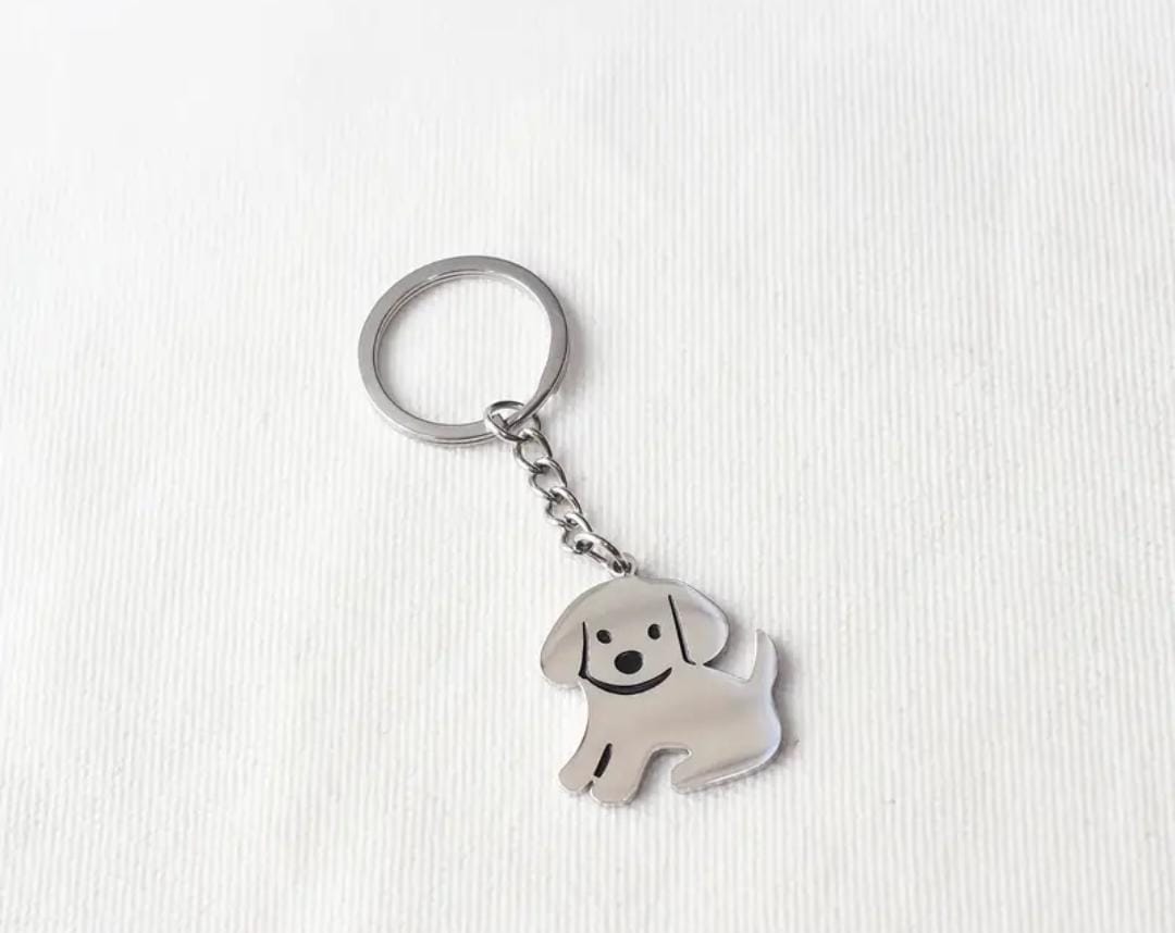 Cute Stainless Steel Dog Pendant Keychain