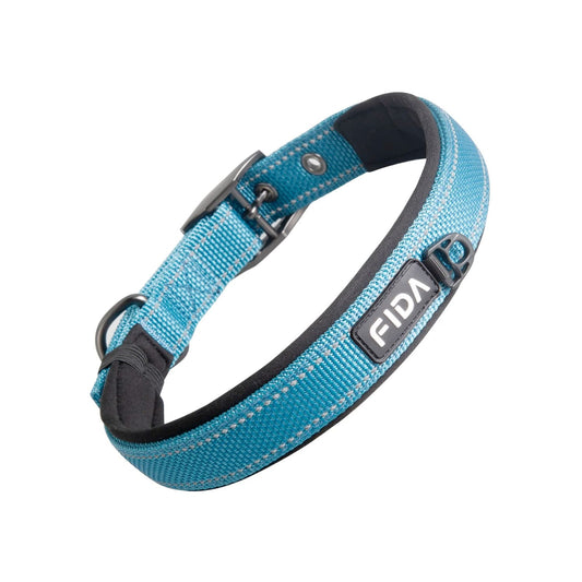 Fida Heavy Duty Adjustable Reflective Nylone Pet Collar in Blue