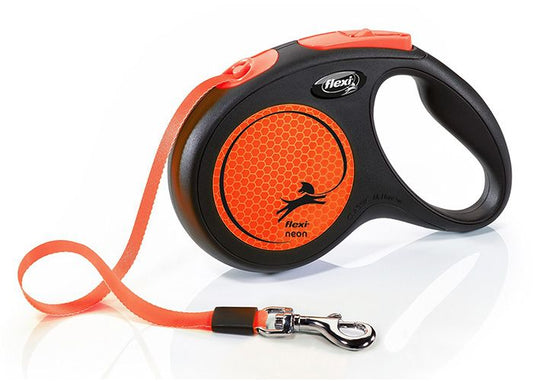 Flexi New Neon Tape Retractable Dog Leash (M/5M-Orange)