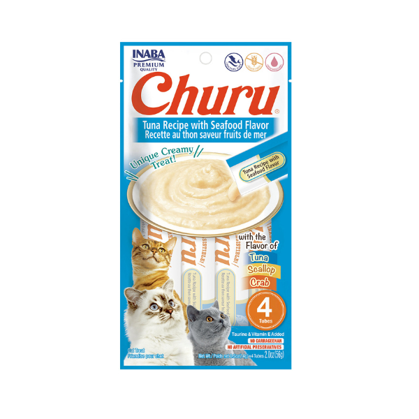Inaba-Churu Tuna Recipe With Seafood Flavor Cat Treats- (4x14g)