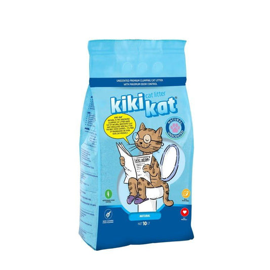 Kiki Kat White Bentonite Clumping Cat litter – Natural -10 L (8.7 KG)