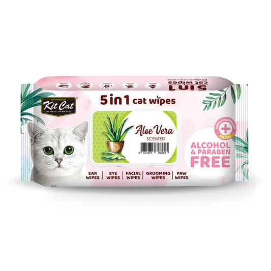 Kit Cat 5-in-1 Scented Cat Wipes - ALOE,