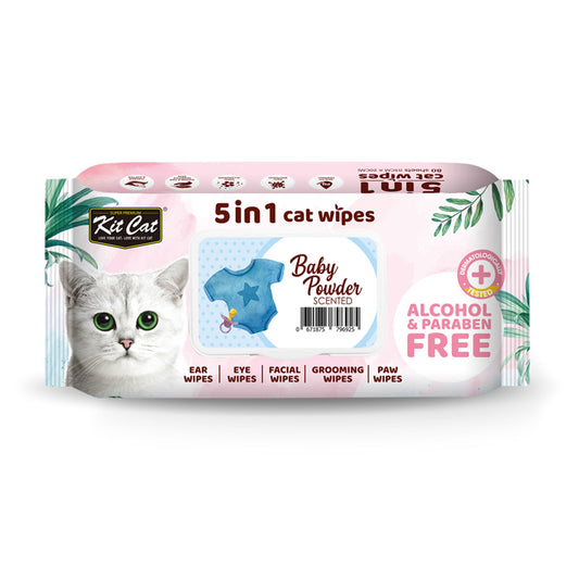 -Kit Cat 5-in-1 Scented Cat Wipes - BABY POWDER/15X20CM