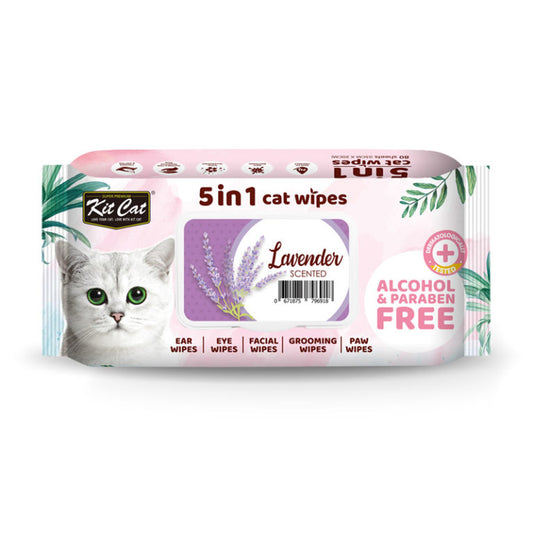 Kit Cat 5-in-1 Scented Cat Wipes - LAVENDER/15X20CM