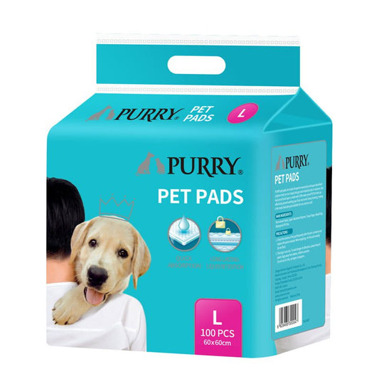 Purry Pet Training Pads Quick Absorbent, Leak Proof And 5 Layer With Floor Sticker 60x60Cm-100pcs