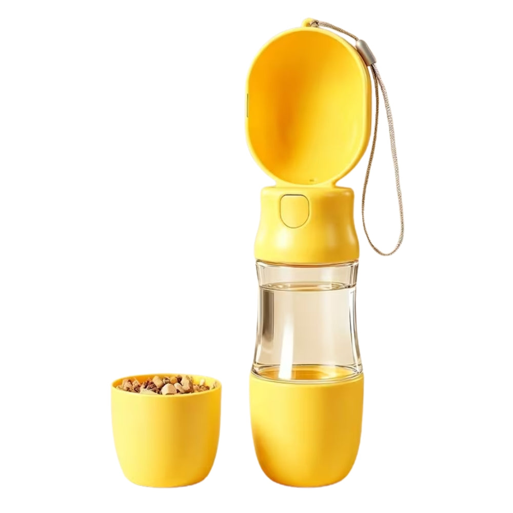 Cozy Paws 2-in-1 Portable Pet Water&amp Food Cup-350ml Yellow
